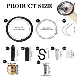 FunWorth Universal Bike Brake Cables Set Includes 10Set Bh90 Bike Brake Olive, 1 Brake Cable Tube, 1 Front Brake Cable and Connector Insert Set and 1 Rear Brake Cable for Road Bicycle Cycling Repair