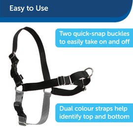 PetSafe Easy Walk Harness, No Pull Harness for Dogs, Adjustable Harness with Included Matching Lead BLACK MEDIUM