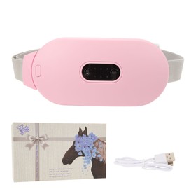Cordless Waist Heating Belt for Cramps Hot Compress 6 Vibration Modes Auto Off USB Charging Uterus Massage Belt