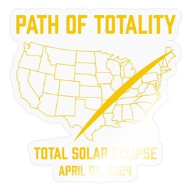 Spreadshirt Solar Eclipse 2024 US Map Path of Totality Sticker, 4 x 4, Transparent Glossy