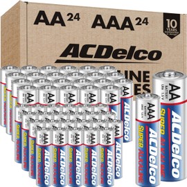Powermax ACDelco AA and AAA 48-Count Combo Pack Super Alkaline Batteries, 24-Count Each, 10-Year Shelf Life, Reclosable Packaging Blue