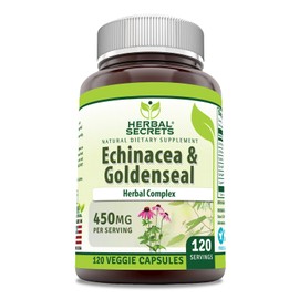 Herbal Secrets Echinacea & Goldenseal Root 450 Mg 120 Veggie Capsules Supplement | Non-GMO | Gluten Free | Made in USA
