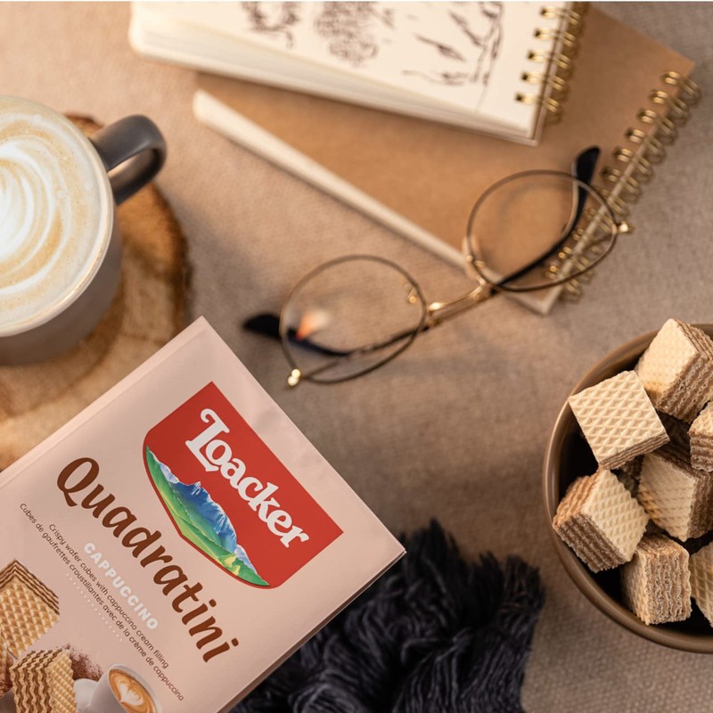 Loacker Quadratini Cappuccino Wafer Cookies LARGE - Premium Crispy Bite