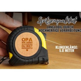 INNObeta Grandpa Birthday Gift from Grandson, 5 Metre Roll Tape Measure with Easy-to-Read Breakage Values, Ideal for Christmas