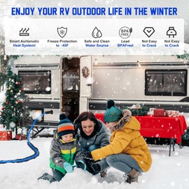 YKXJM 15FT-50FT Heated Water Hose for RV,Heated Drinking Water Hose with Thermostat,Lead and BPA Free,1/2" Inner Diameter,Temperatures Down to -40°F Self-Regulating White Appearance (50FT)