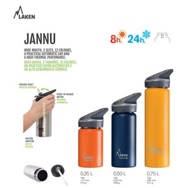 Laken Thermo Jannu Insulated stainless steel children's water bottle with large opening, green