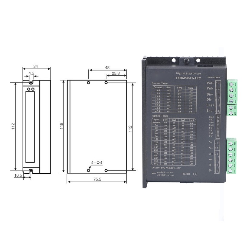 CNC Stepper Motor Driver Adjustable Digital Stepper Controller for 56mm