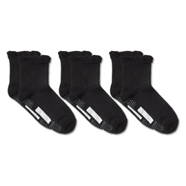 Gunze Women's Comfort Workshop Socks, 3 Pairs Set, Flared Openings, Crew Length, Black