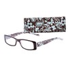 Wink Fancy Brown Floral Rectangle Reading Glass with Matching Pattern