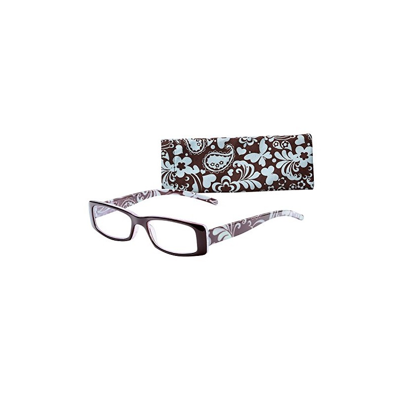 Wink Fancy Brown Floral Rectangle Reading Glass with Matching Pattern