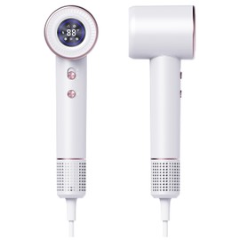 Hair Dryer - High Speed Hair Dryer with Display, 110000 RPM Brushless Motor for Fast Drying, 200 Million Negative Inoic Blow dryer Low Noise Hair Dryer with Smoothing Nozzle and Diffuser Nozzle, White