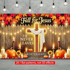 Cmialusie Fall for Jesus Autumn Religious Cross Garden Banner - Outdoor Thanksgiving Decorations with Pumpkins, Sunflowers, and Inspirational Quote