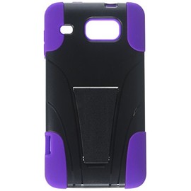 Reiko Wireless Silicon Hard Hybrid Kickstand Case for Alcatel OneTouch Sonic LTE A851L - Purple+Black