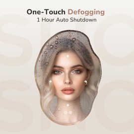 USHOWER LED Bathroom Mirror, 25"x35" Irregular Vanity Mirror with Lights for Bathroom, Backlit, Wall Mounted, Anti-Fog, 3 Colors and Dimmable Light, Horizontal/Vertical