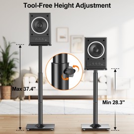 ELIVED Universal Speaker Stands Height Adjustable 28"-37.4", Bookshelf Speaker Stand Pair for Large Speaker Satellite Studio Speaker Up to 22 lbs, Surround Sound Speaker Stand with Cable Management