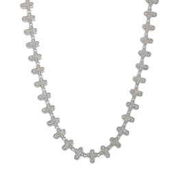 Xikui Rhinestone Cross-style Cuban Chain, Silver-plated Gold-plated Bling Necklace, 13MM Iced Out Link Jewelry, 8"/18"/20"/22"/24" (Silver, 18 inch)