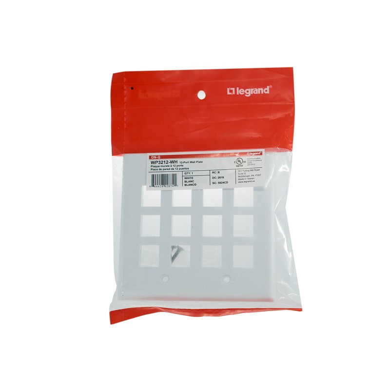 Legrand On-Q WP3412WH 12 Port Keystone Two Gang Wall Plate,