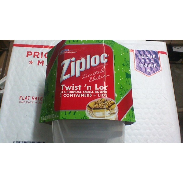 Ziploc 3 Twist 'n Loc All Purpose Small Round,2 Cup Containers & Lids Ed
