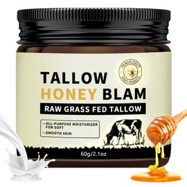Beef Tallow for Skin,Tallow and Honey Balm,Tallow Face Moisturizer Organic Grass Fed,Whole Body & Face 2.1oz Citrus Breeze