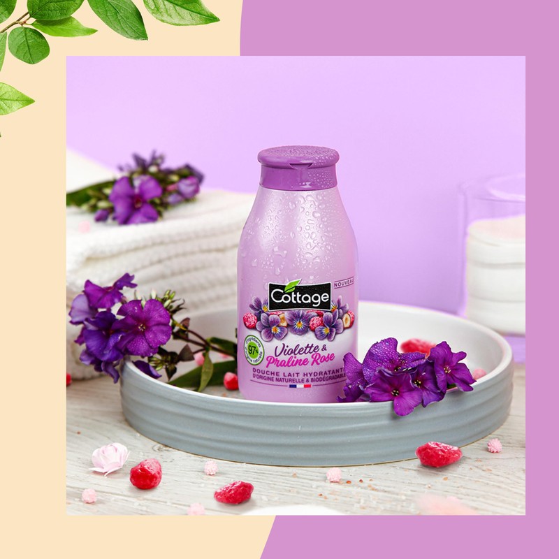 Cottage Shower Moisturising Milk Purple Praline Pink 97% Ingredients Natural