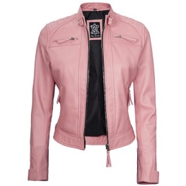 Decrum Collar Leather Jacket - Leather Jackets for Women | [1324006] D1 Pink, XXL