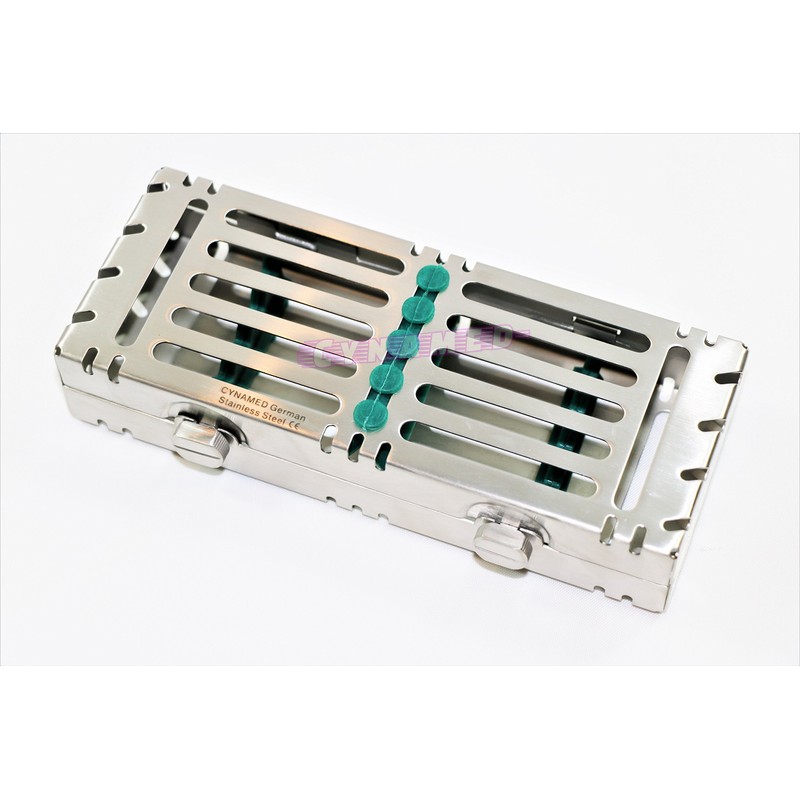 Detachable Sterilization Cassette with Buttons Green German Autoclavable 5 Slot