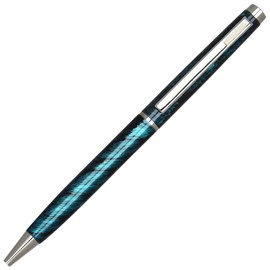 Lanier Turquoise 4G Ballpoint Pen - White Accents and Shiny Chrome Ring & Parts with Medium Tip 0.7mm Cross Style Refill