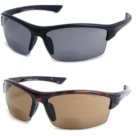 Calabria Sport 202BF Bifocal Safety Glasses 3.00 Tortoise Amber/Black Grey 2PACK Men Women Wrap Around Semi-Rimless Anti Fog