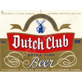 Dutch Club Extra Fine Beer Label 9" x 12" Metal Sign