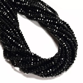 Unbranded Black Onyx Faceted Rondelle Beads Size 3x4mm 15.5" Strand