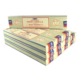 Satya Incense Sticks Economy Set 12 Packs of 15 g Approx. 180 Sticks Sweet Vanilla