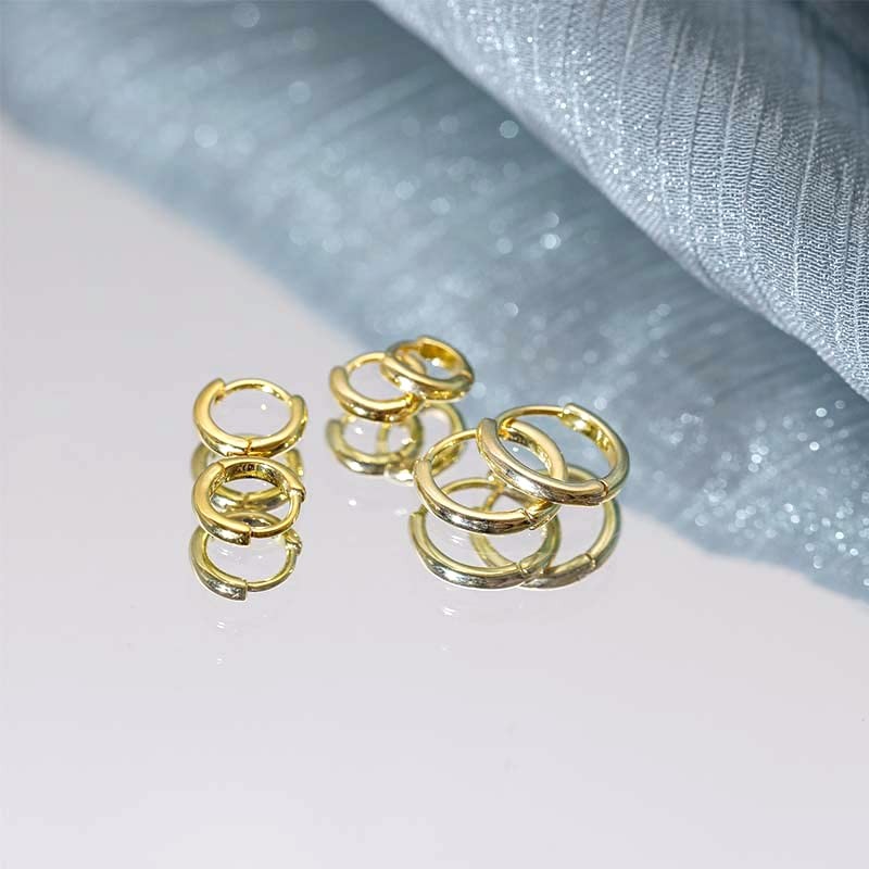 LUXSTAR Tiny Hoop Earrings, Ring, Silver 925, Gold, Thickness 1mm,
