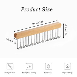 2 Pack Pull Out Belt Hanger for Closet, Wooden Tank Top Bra Hanger, Space Saving Coat Hooks Wall Mounted Hanging Organizer for Tie Belt Scarf Camisole (8 Hooks, Left Pull)