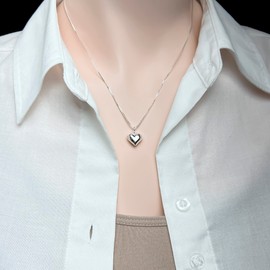 Small and Dainty Sterling Silver Heart Necklace for Women, Girlfriend Anniversary Gift, Wife Anniversary Gift, Best Friend Gift Necklace (16 inches plus 2-inch extender)