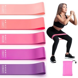 Bandas de Resistencia, 5 Niveles Ligas de Resistencia Elásticas para Ejercicio, Resistance Bands Multifuncional, Látex 100% Natural con Bolsa, para Casa, Gym, Yoga, Pilates, Fisioterapia (Rosa)
