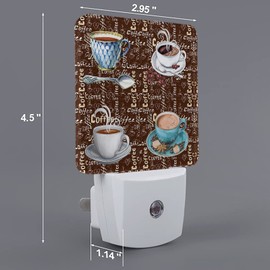 Coffee Cup Retro Plug-in Night Light Auto Dusk to Dawn Farmhouse Vintage Night Lights Smart Sensor Led Nightlight Lamp for Bedroom Bathroom Kitchen Nursery Hallway Stairs Energy Efficient Home Decor