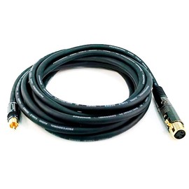 Monoprice Premier Series XLR Female to RCA Male Cable - 15ft - Black - Gold Plated Connectors | 16AWG Shielded Twisted Pair Oxygen-Free Copper Braid Conductors