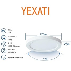 Yexati Ceiling Light LED Ceiling Light Flat 18 W 6500 K 1800 LM IP44 Waterproof Round Modern Simple LED Lamp Thin for Living Room Kitchen Bedroom Bathroom Hallway Balcony Basement Diameter 22 cm White