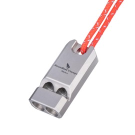 iBasingo Ti9021O - Paquete de 1 silbato de emergencia de titanio, silbatos de señal de camping con cordón fuerte para senderismo, entrenadores, entrenamiento, llavero deportivo, herramienta de
