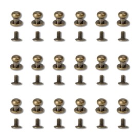 30Set Bronze Round Head Button Stud Rivet, 6mm Chicago Screws, Rivets for Leather Work Screw Back Spots Screw Studs Nail Rivet Repairs Replacement for DIY Belt Wallet Jacket Leather