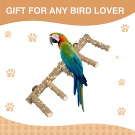 Wagably Bird Ladder Perch for Cage - Natural Wooden Bridge, Exercise Stands for Parrot Climbing - Pet Training Ladders - Hanging Playground -Toys for Parakeet, Cockatiel, Conures, Lovebirds, Budgie