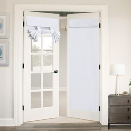 Flamingo P Room Darkening French Door Curtain for Tricia Window Door, Pure White Door Curtains, Thermal Insulated Energy Saving Curtain/Drape/Drapery, Single Panel, 26 x 68 Inches