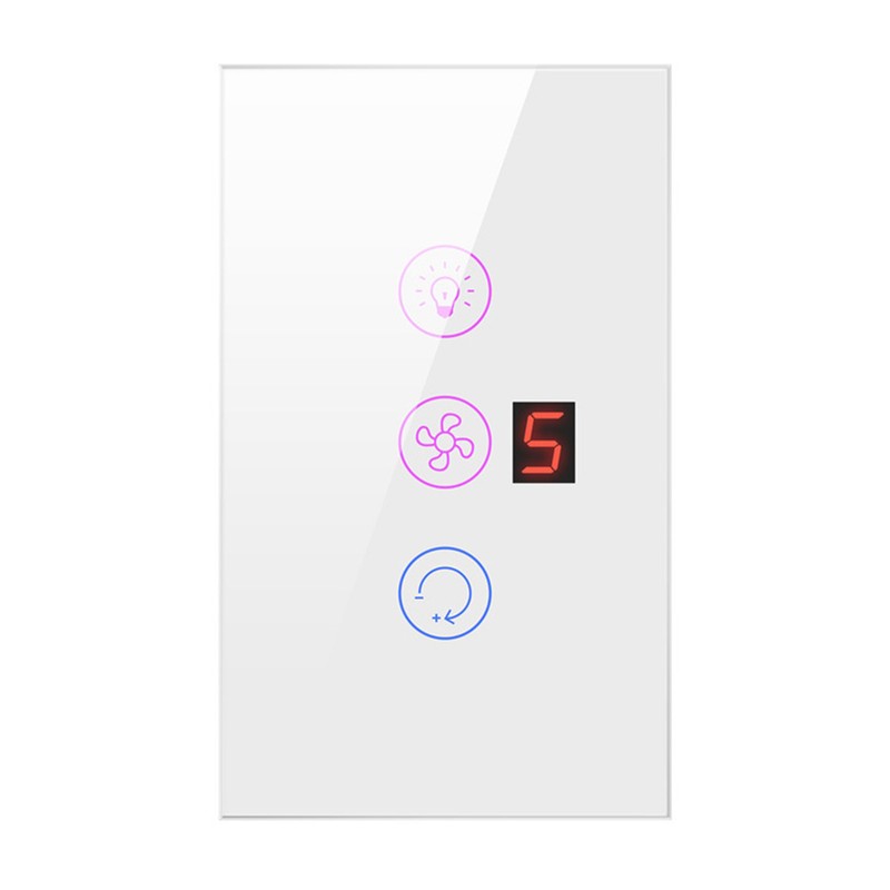 Tuya WiFi Intelligent Touched Screen Fan Light Switch Speed Adjustable