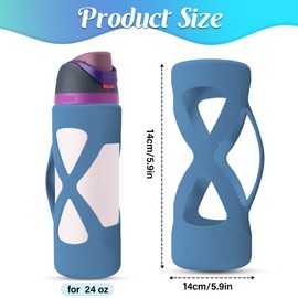 Bottle Bumper Silicone Boot Sleeve Protector with Handle for Owala Freesip Water Bottle 24 Oz, Protective Anti Scratch & Reduce Dent Sleeve Cover, Reusable Water Bottle Carrier Grip (Bule)