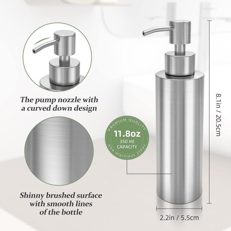 ARKTEK -Stainless Steel Countertop soap dispenser Rust Proof Liquid Hand