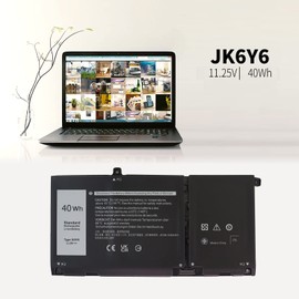 40Wh JK6Y6 Battery for Dell Latitude 3410 3510 Vostro 5300 5401 5501 5502 for inspiron 5300 5301 5401 5402 5408 5409 5501 5502 5508 5509 5400 5406 7405 2-in-1 7300 7500 7306 7506 2-in-1 Silver