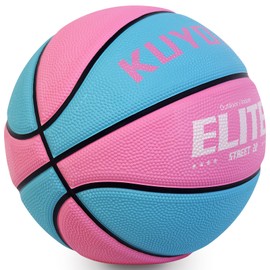 KUYOTQ Kids Toddler Size 3 Small Basketball 22" Elite Girls Thickened Rubber Mini Basketball Soft Touch in & Outdoor for Boys Girls Gifts (Deflated,Pink Blue)