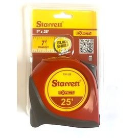 STARRETT 25' TAPE MEASURE X 1" WIDE STARRET EXACT TAPE  RED TX1-25 #30654