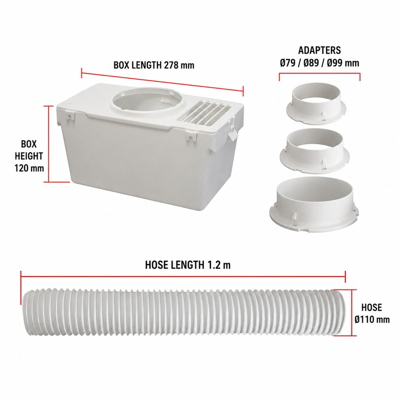 Indoor Tumble Dryer Condenser Vent Kit with 1.2m Hose