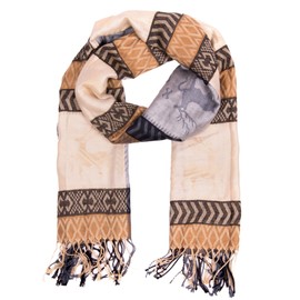 Enzianblau Costume Scarf Stag Motif Women's Viscose 100% Animal Print Scarf for Dirndl Oktoberfest Marron Foncé, Marron Fonce